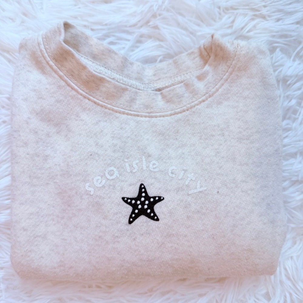 Kids Sea Isle City Starfish Sweatshirt 2T Cream Heather Fleece Breezin Up
